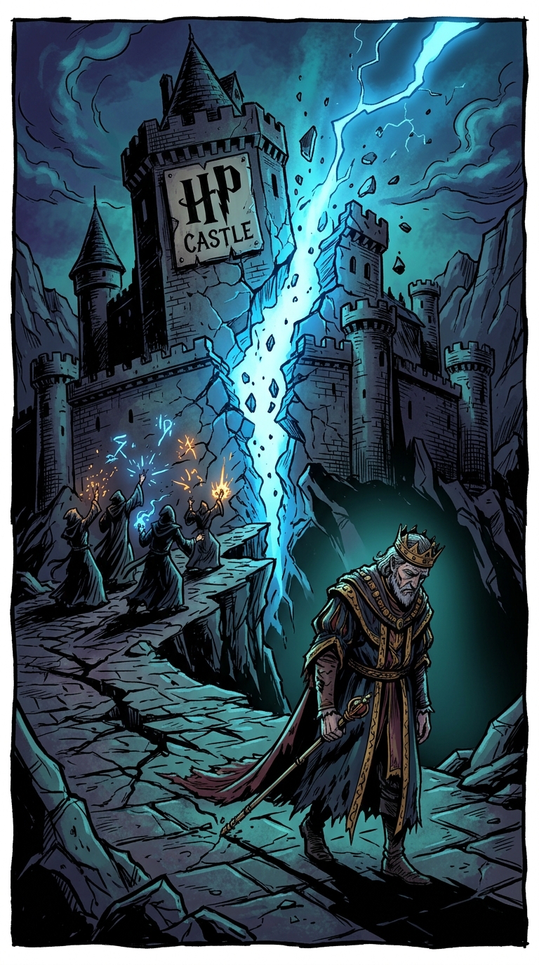 HP hemorrhages — HalfKing departs, crown broken